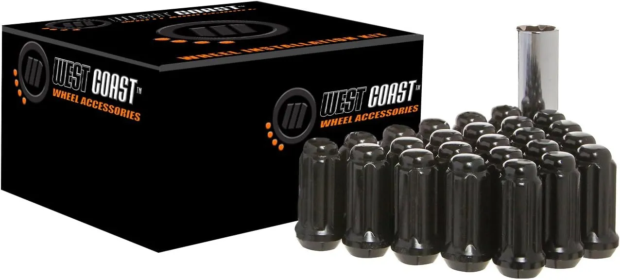 14X1.5 Bulge Acorn Spline Lug Nuts 1.9" 5 Lug Install Kit Black