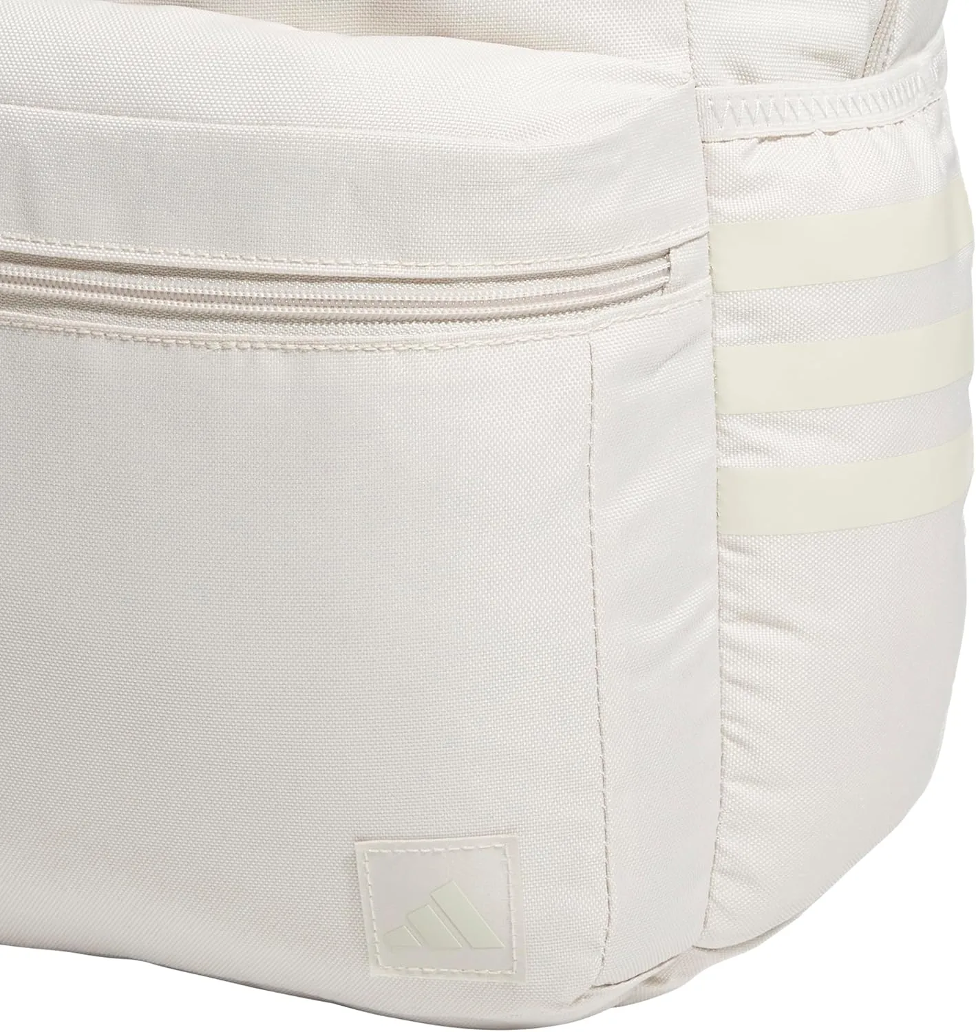 adidas Classic 3-Stripe Durable Backpack Student Athletic Sport Laptop Book Bag, Alumina Beige/Grey Four/5.0, One Size