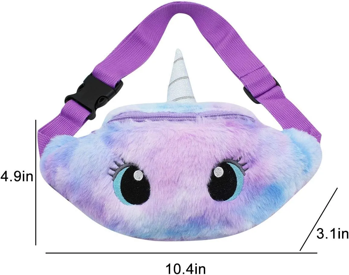 AIBEARTY Rainbow Unicorn Panda Plush Fuzzy Fanny Pack Waist Bag Cute Bum Bag for Girls Boys