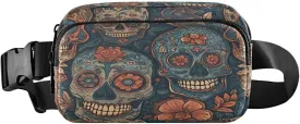 ALAZA Sugar Skull Flower Floral Retro Waist Packs Spot Belt Bag Crossbody Bag Fanny Pack Pouch for Men Women Hiking Running Cycling Traveling