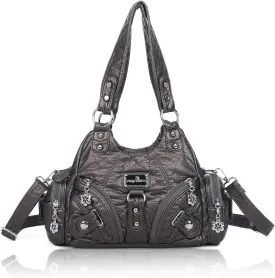 Angel Kiss Purses for Women Small Hobo Shoulder Bags Vagen Leather Multi-Pocket Tote Bag with Zipper