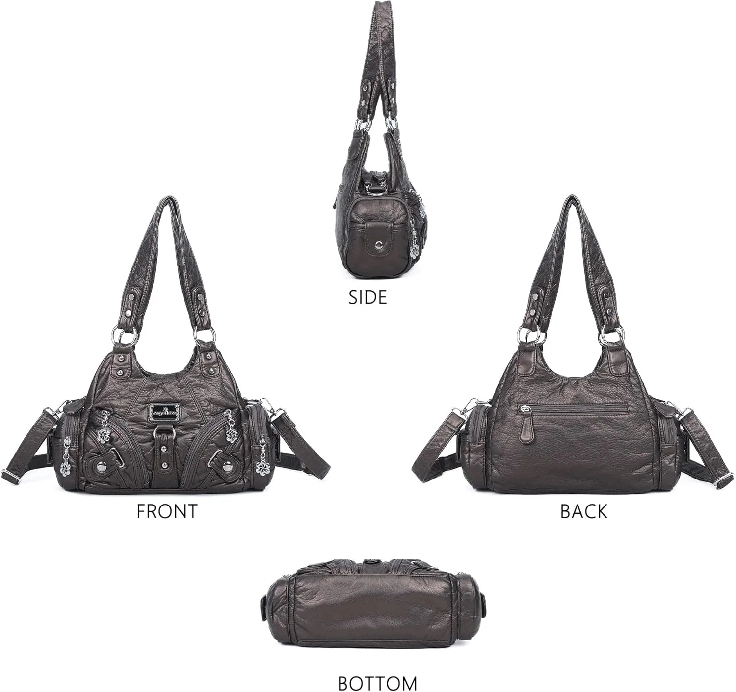 Angel Kiss Purses for Women Small Hobo Shoulder Bags Vagen Leather Multi-Pocket Tote Bag with Zipper