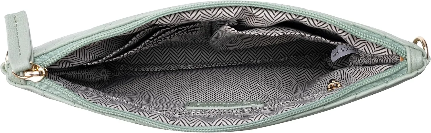 B BRENTANO Chevron Embroidered Crossbody Clutch Bag Pouch with Removable Wristlet & Adjustable Shoulder Strap