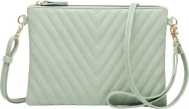 B BRENTANO Chevron Embroidered Crossbody Clutch Bag Pouch with Removable Wristlet & Adjustable Shoulder Strap