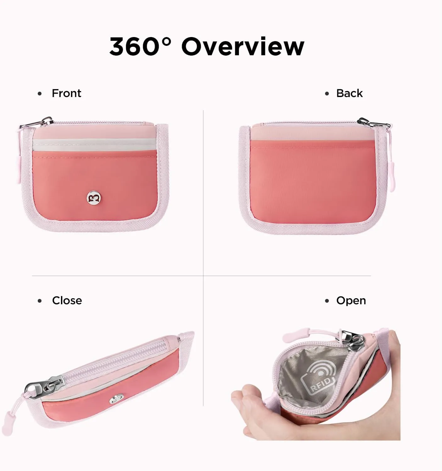 Babysun Mini Rfid Card Holder Slim Wallet with Change Zipper Pocket/3 Crad Slots/Key Ring, Small Wallet Thin Credit Card Wallet for Women & Men