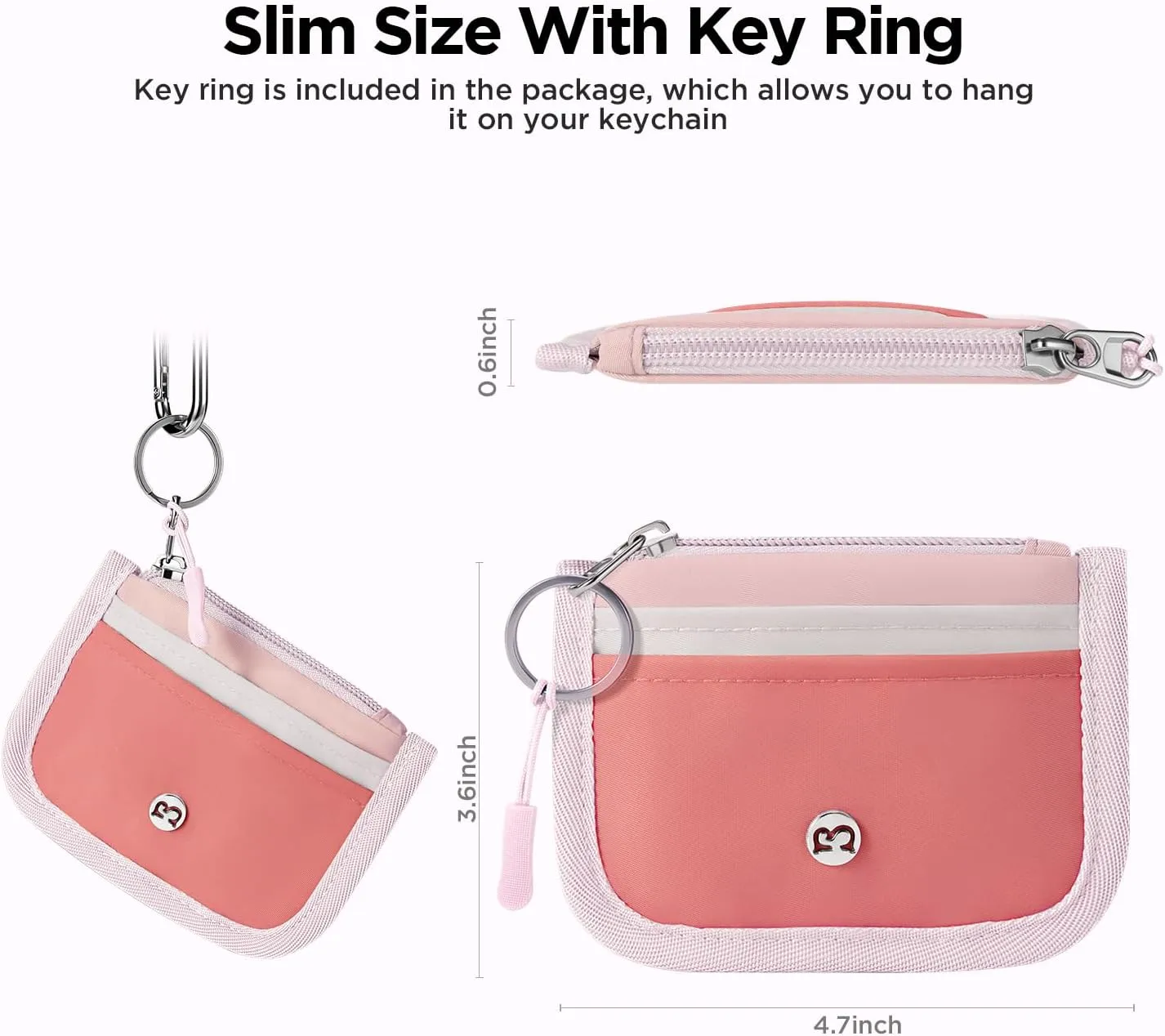 Babysun Mini Rfid Card Holder Slim Wallet with Change Zipper Pocket/3 Crad Slots/Key Ring, Small Wallet Thin Credit Card Wallet for Women & Men