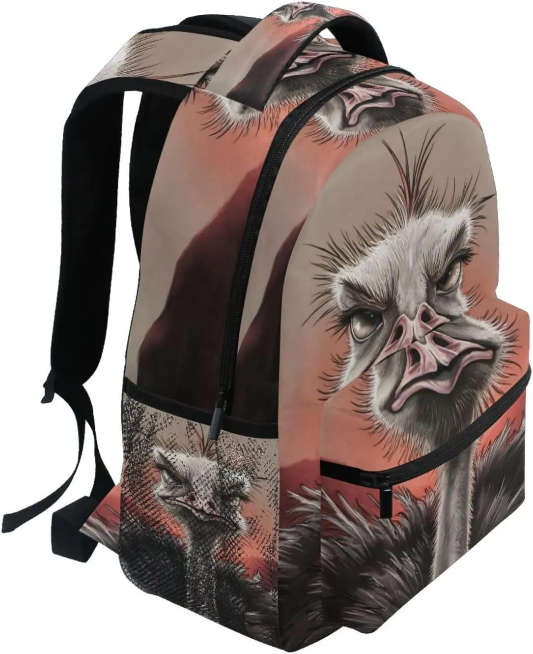 Backpack Ostrich Portrait Funny for School Boys Girls Laptop Travel Backpack Book Bag Daypack 11.4 16 In M