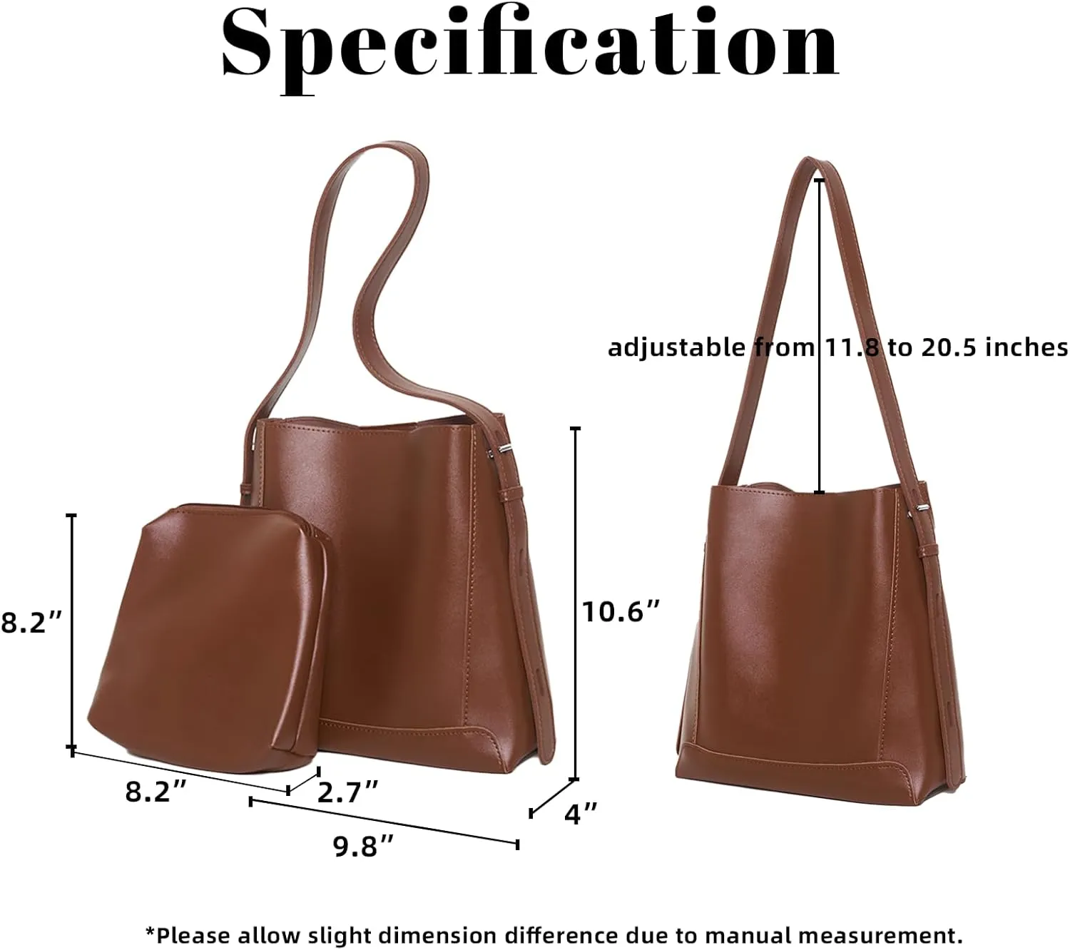 Bucket Bag for Women - Vegan Leather Adjustable Shoulder Bag With Purse Tote Bag for Work,Daily