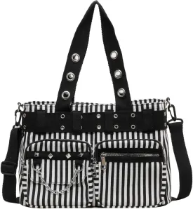 Canvas Grunge Gothic Crossbody Bag, Y2K Punk Messenger Bag for Women