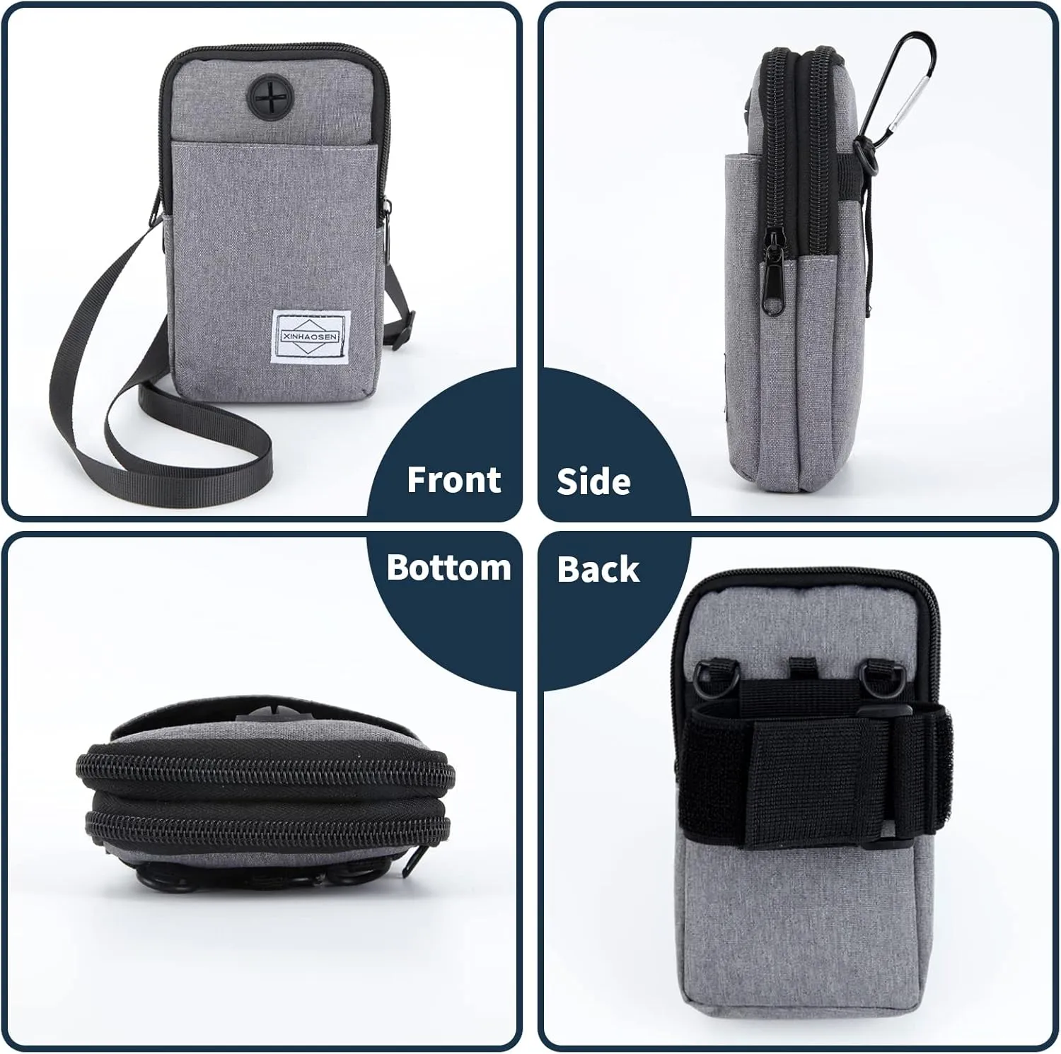 Cell Phone Purse Waist Pack Bag Travel Crossbody Bag Wristband Sport Armband Wallet with Removable Shoulder Strap (Black)