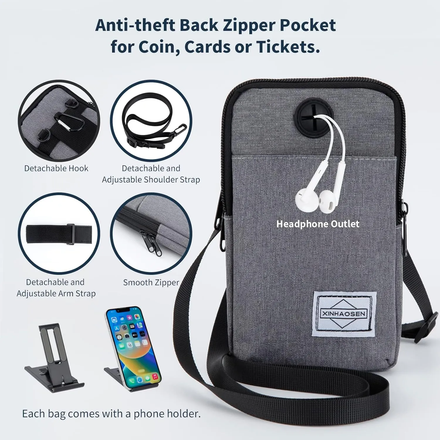 Cell Phone Purse Waist Pack Bag Travel Crossbody Bag Wristband Sport Armband Wallet with Removable Shoulder Strap (Pink)