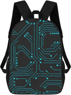 Circuit Board Unisex Backpack 17" Casual Daypacks Simple Shoulders Bag for Camping Hiking Travel Gear