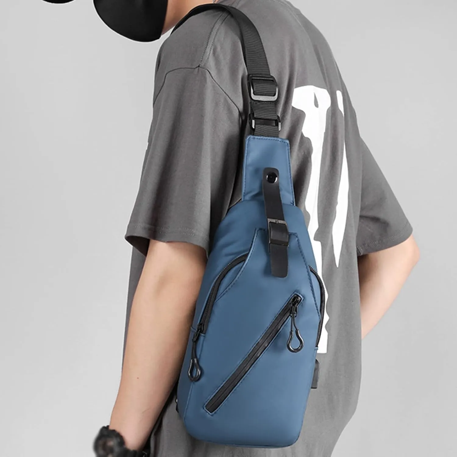 Crossbody Waist Bag Pack Men Shoulder Bags Chest Bag Fashion Linkable Data Cable Bags Outdoor Sports Locomotive