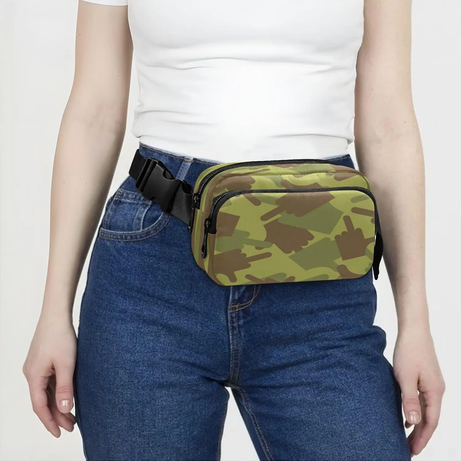 Fanny Pack Belt Bag for Women Men Army Pattern Fashion Waist Pack Waterproof Adjustable Cross Body Fanny Pack for Workout/Running/Hiking/Traveling/Cycling