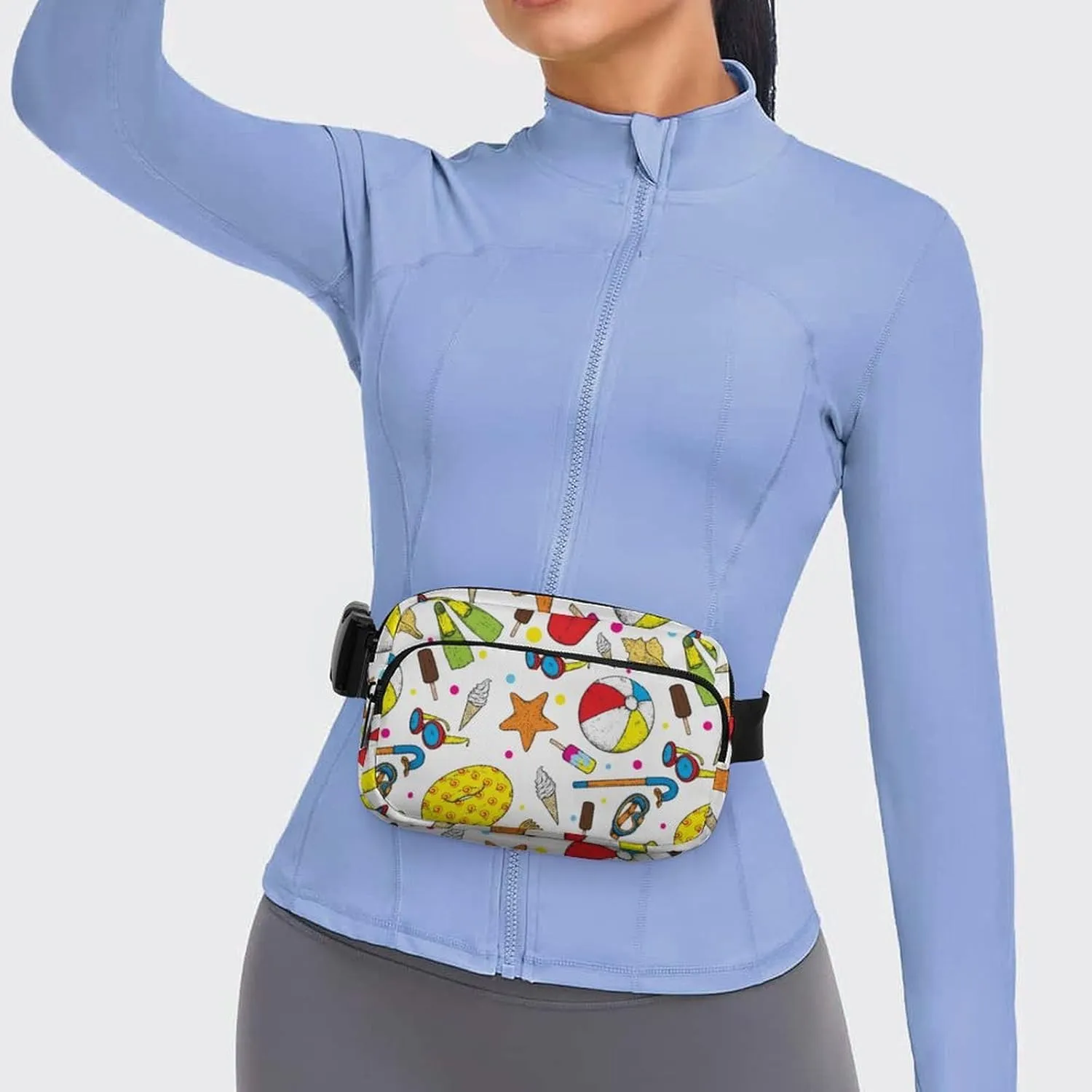 Fanny Pack for Women Men Summer Ice Cream Belt Bag Starfish Waist Pack Bum Bag for Running Cycling Hiking Travel Workout with Adjustable Strap