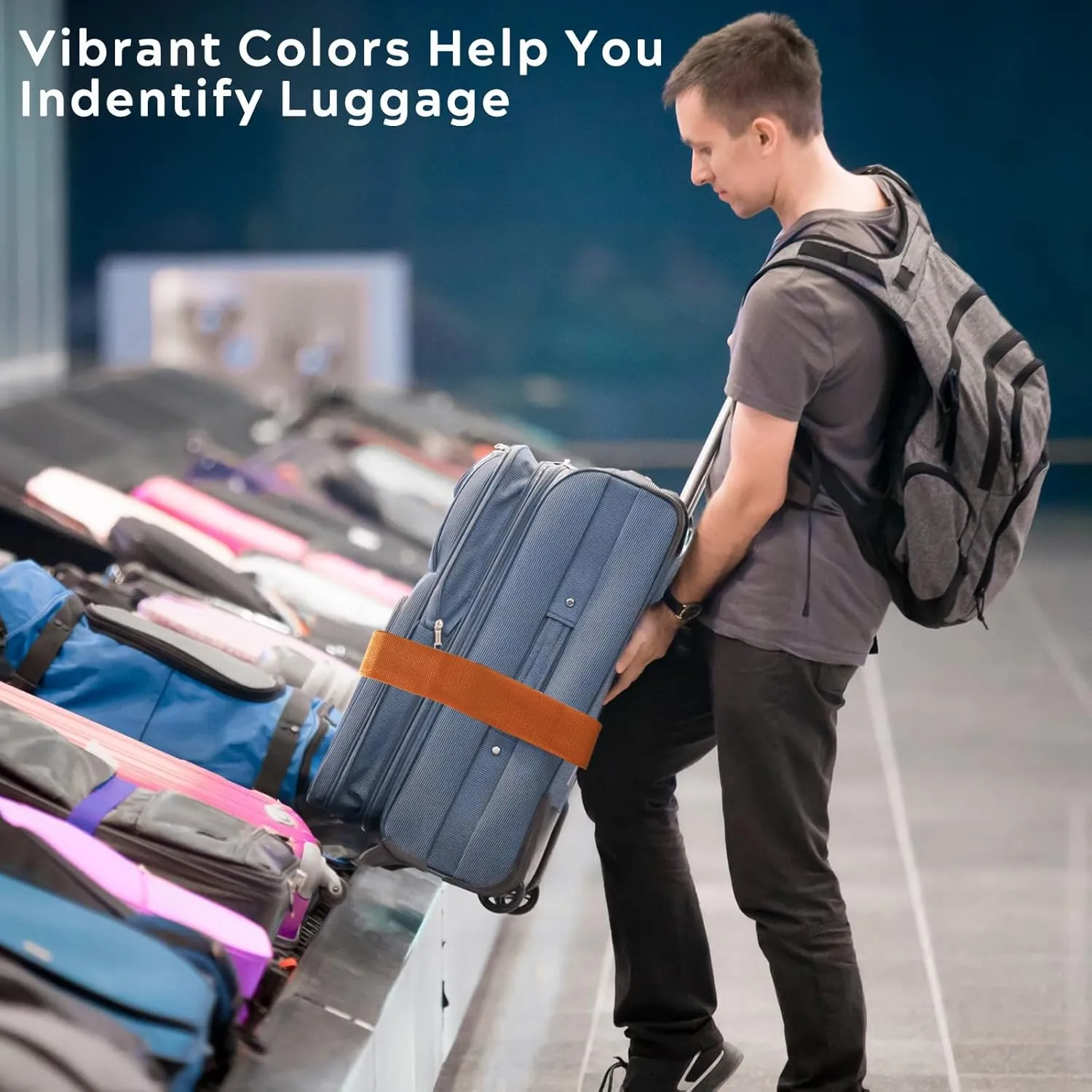 Ferris 4 Pack Luggage Straps TSA Approved - Adjustable Luggage Strap Belt for Suitcases and Bags with Buckle Closure, Travel Accessory (Orange)