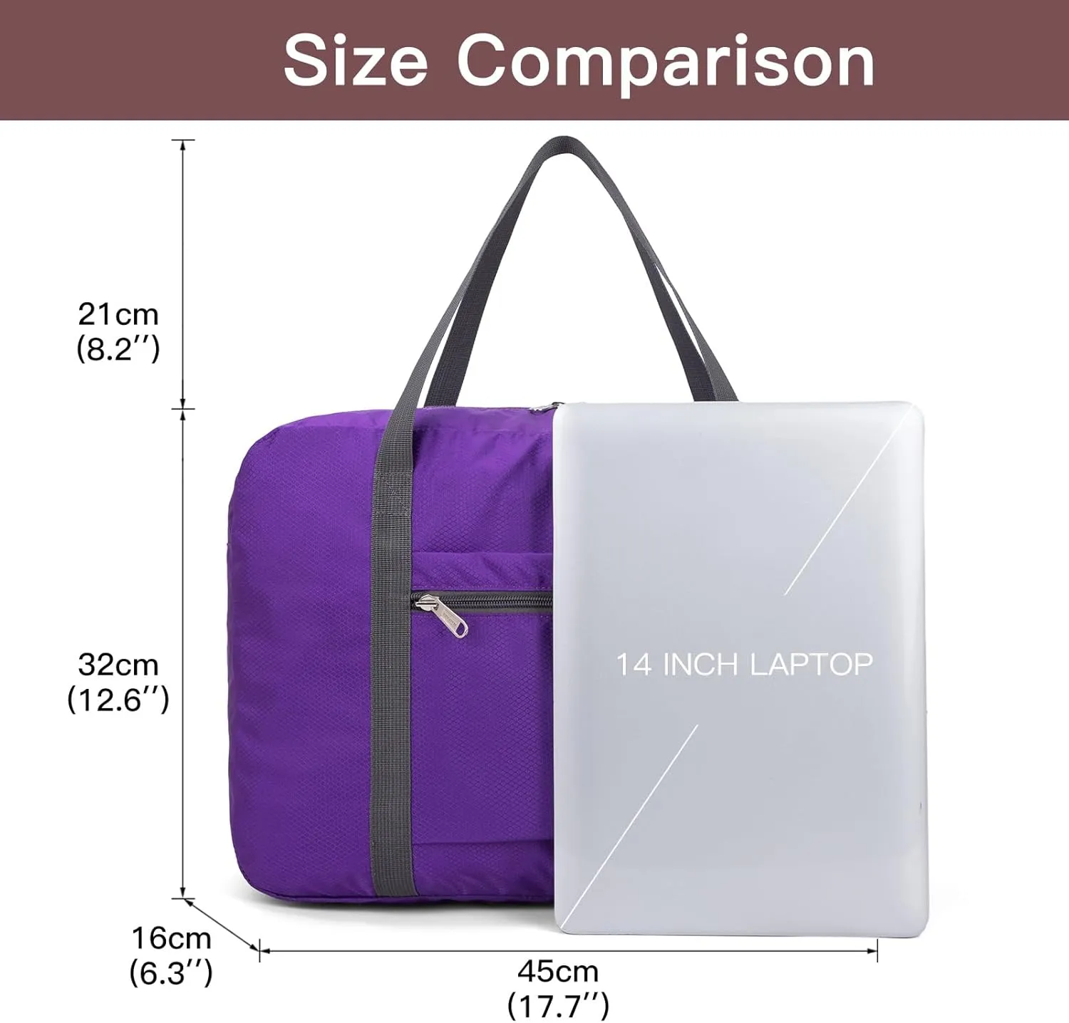 F.FETIVIN Personal item travel bag 17.7x12.6x6.3 for Spirit Airlines Lightweight carry on duffle bag waterproof for Gym,Sports,Vacation(Purple)