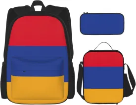 Flag Of Armenia Print Pencil Case Lightweight Casual Fashion Backpack Lunch Bag Large Capacity Travel Bag
