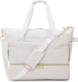 Foldie Travel Bag Expandable Weekender Bags for Women, Large Carry On Bag with USB Port, Overnight Bag with Shoes Compartment