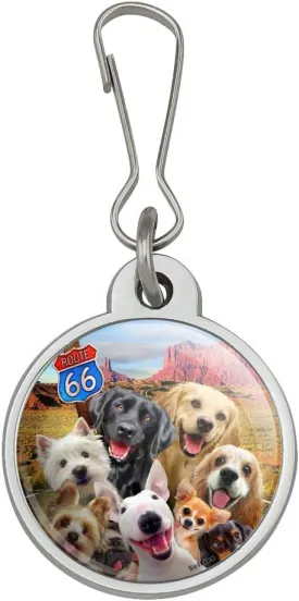 GRAPHICS & MORE Route 66 Southwest Dogs Selfie Lab Retriever Westie Jacket Handbag Purse Luggage Backpack Zipper Pull Charm