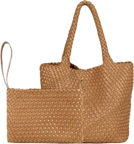 JINMANXUE Fashion Woven Bag Shopper Bag Travel Handbags and Purses Women Tote Bag Large Capacity Shoulder Bags