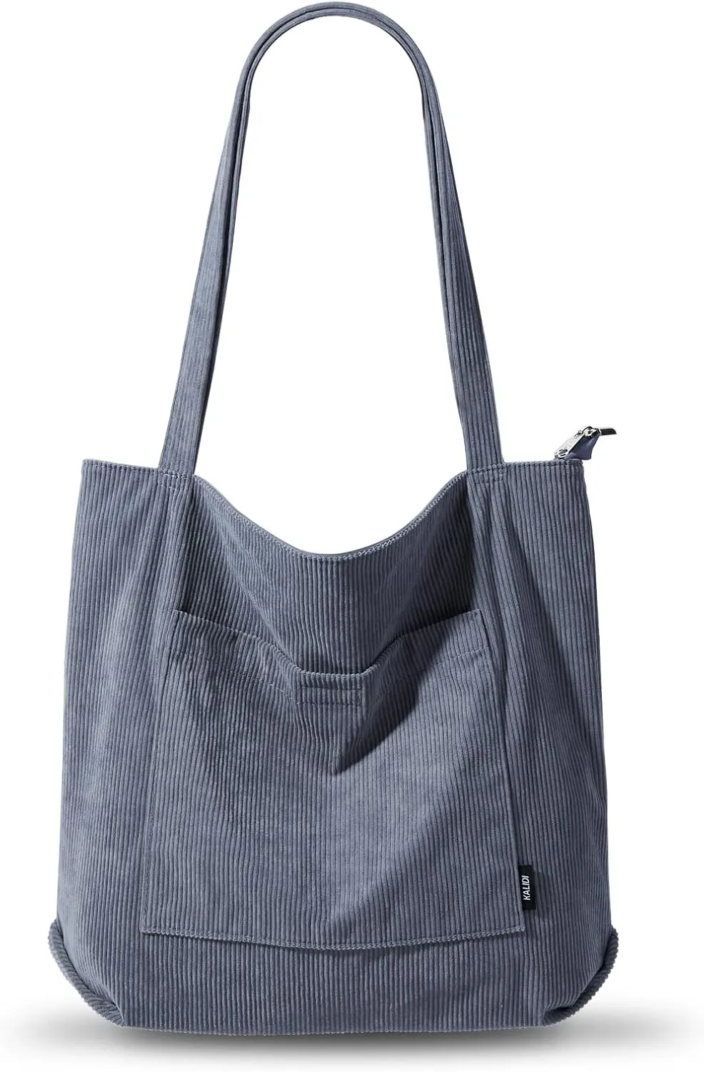 KALIDI Women Corduroy Tote Bag Large Shoulder Tote Bag with Zipper Pocket Casual Hobo Handbag Big Capacity Shopping Work Bag