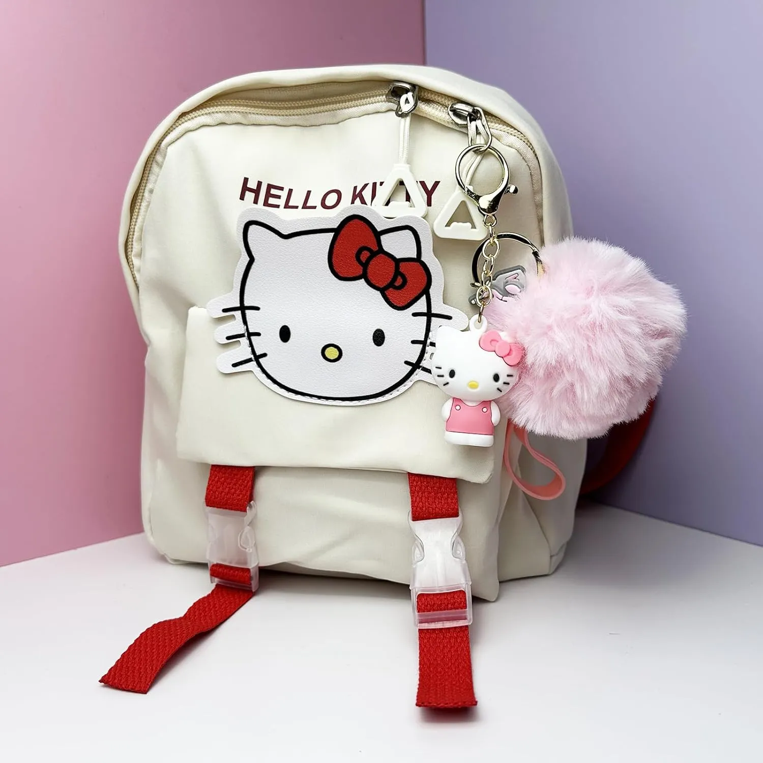 Kawaii Kitty Backpack for Teens Women, Cute Cartoon Nylon Mini Backpack Purse Shoulder Bag Bookbag Travel Daypack