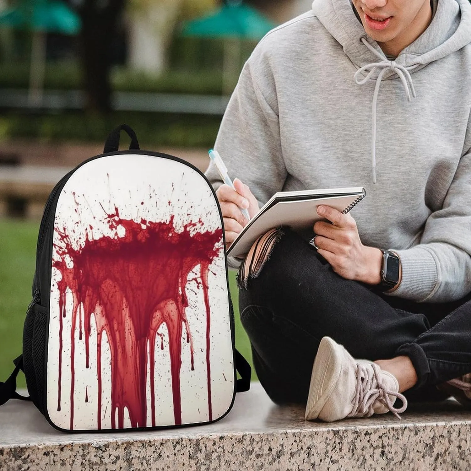 Laptop Backpack Casual Daypack Waterproof Blood Splash Computer Bag Business Work Bag for Travel