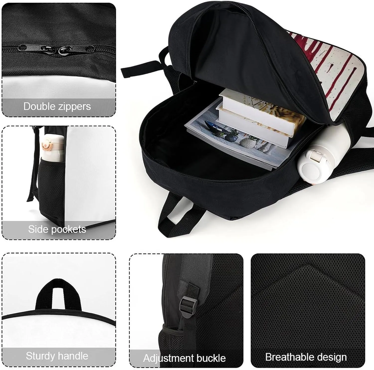 Laptop Backpack Casual Daypack Waterproof Blood Splash Computer Bag Business Work Bag for Travel