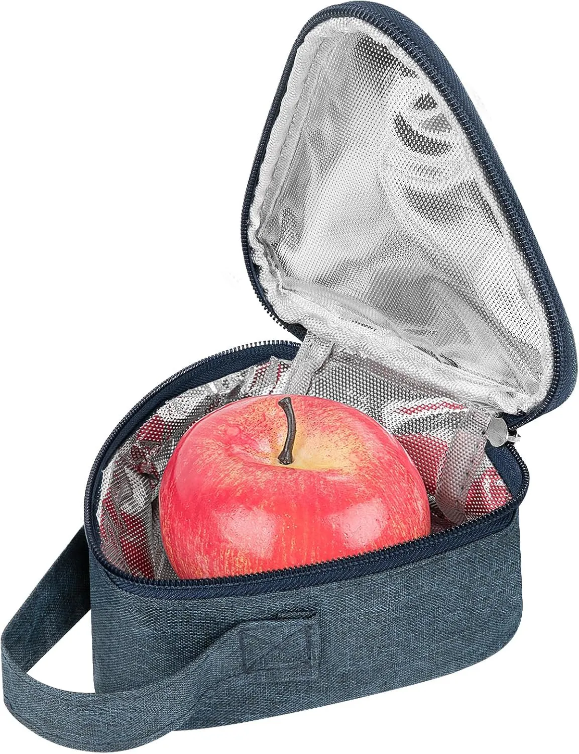 Linkidea Mini Reusable Snack Bags, Leakproof Insulated Snacks Storage Bag for Fruit, Compact Outdoors Lunch Box (Navy Blue)