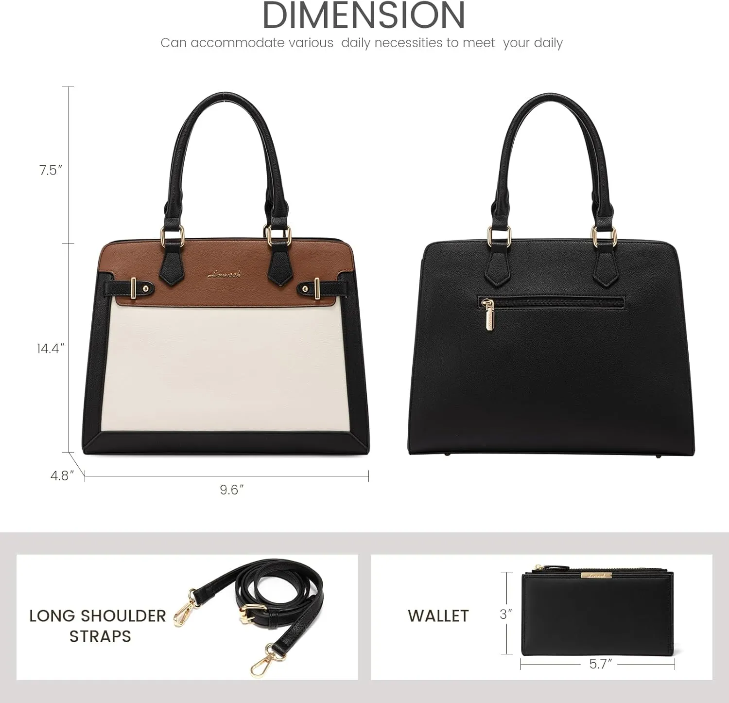 LOVEVOOK Purses and Handbags for Women, Tote Shoulder Bag Satchel Black Purse and PU Leather Top Handle for ladies
