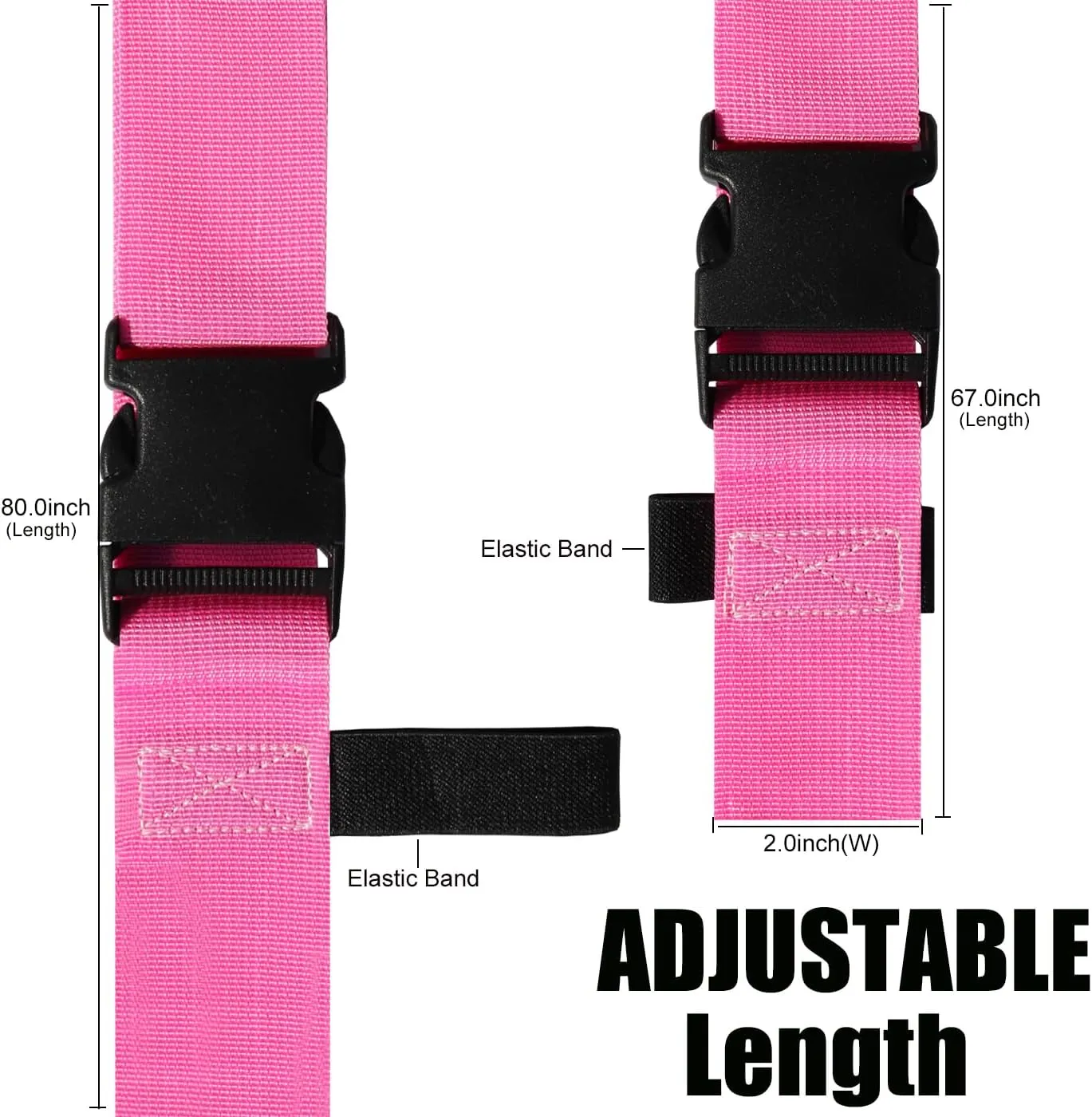 Luggage Straps for Suitcases TSA Approved-2 Pack Bright Personalized Luggage Belt Strap for Suitcase/Carry On Bag Luggage Accessories for Travel (Pink)