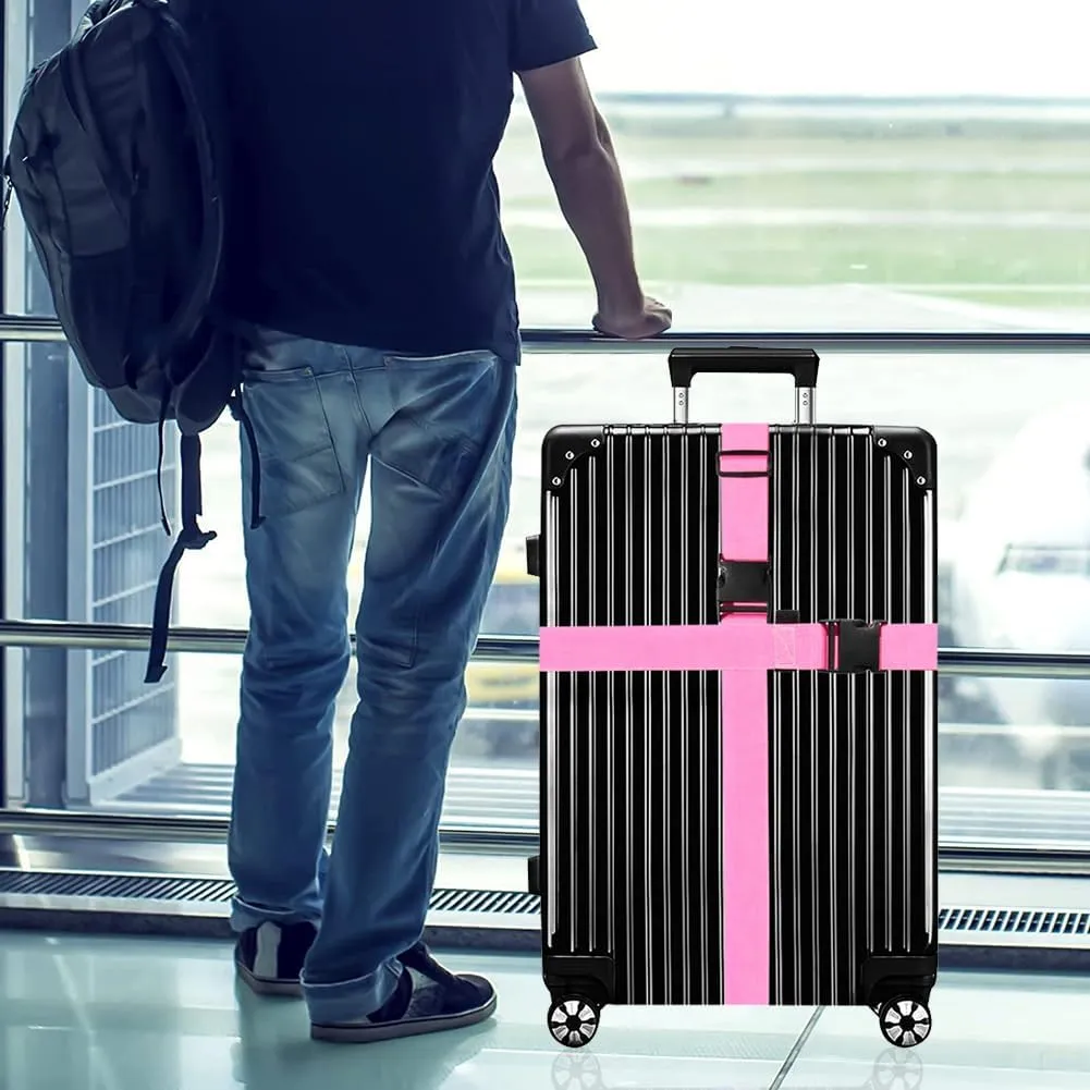 Luggage Straps for Suitcases TSA Approved-2 Pack Bright Personalized Luggage Belt Strap for Suitcase/Carry On Bag Luggage Accessories for Travel (Pink)