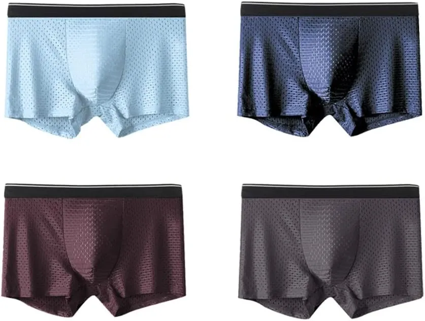 Men's Underwear Men's Boxer Briefs Men's Boxer Shorts Men's Boxer Underwear Elastic Waist Ice Silk Mesh(L Code)