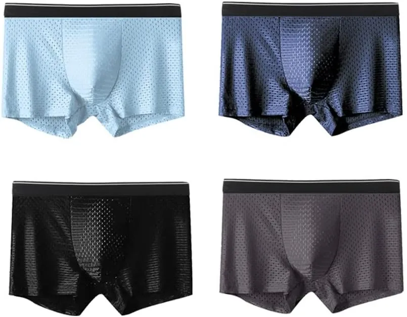 Men's Underwear Men's Boxer Briefs Men's Boxer Shorts Men's Boxer Underwear Elastic Waist Ice Silk Mesh(L Code)