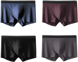 Men's Underwear Men's Boxer Briefs Men's Boxer Shorts Men's Boxer Underwear Elastic Waist Ice Silk Mesh(L Code)