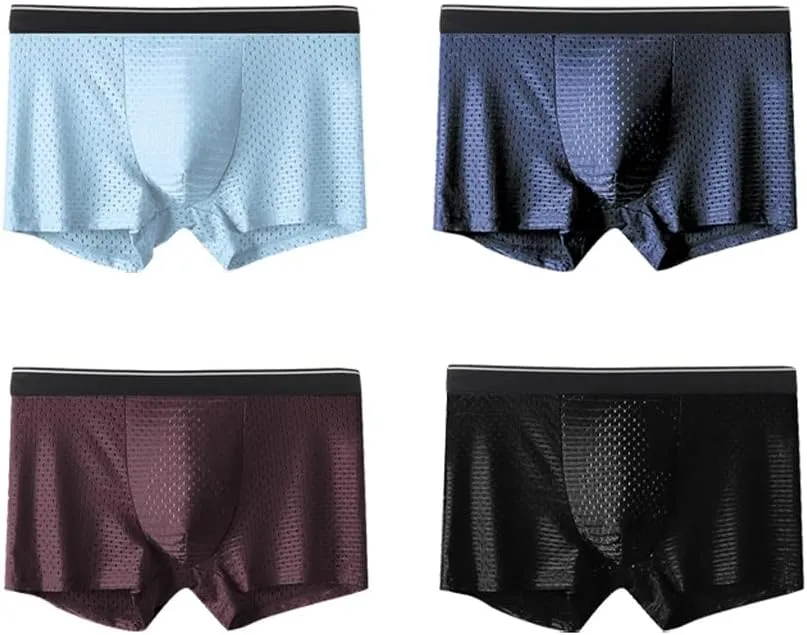 Men's Underwear Men's Boxer Briefs Men's Boxer Shorts Men's Boxer Underwear Elastic Waist Ice Silk Mesh(L Code)