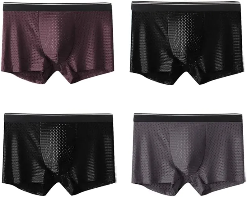 Men's Underwear Men's Boxer Briefs Men's Boxer Shorts Men's Boxer Underwear Elastic Waist Ice Silk Mesh(L Code)