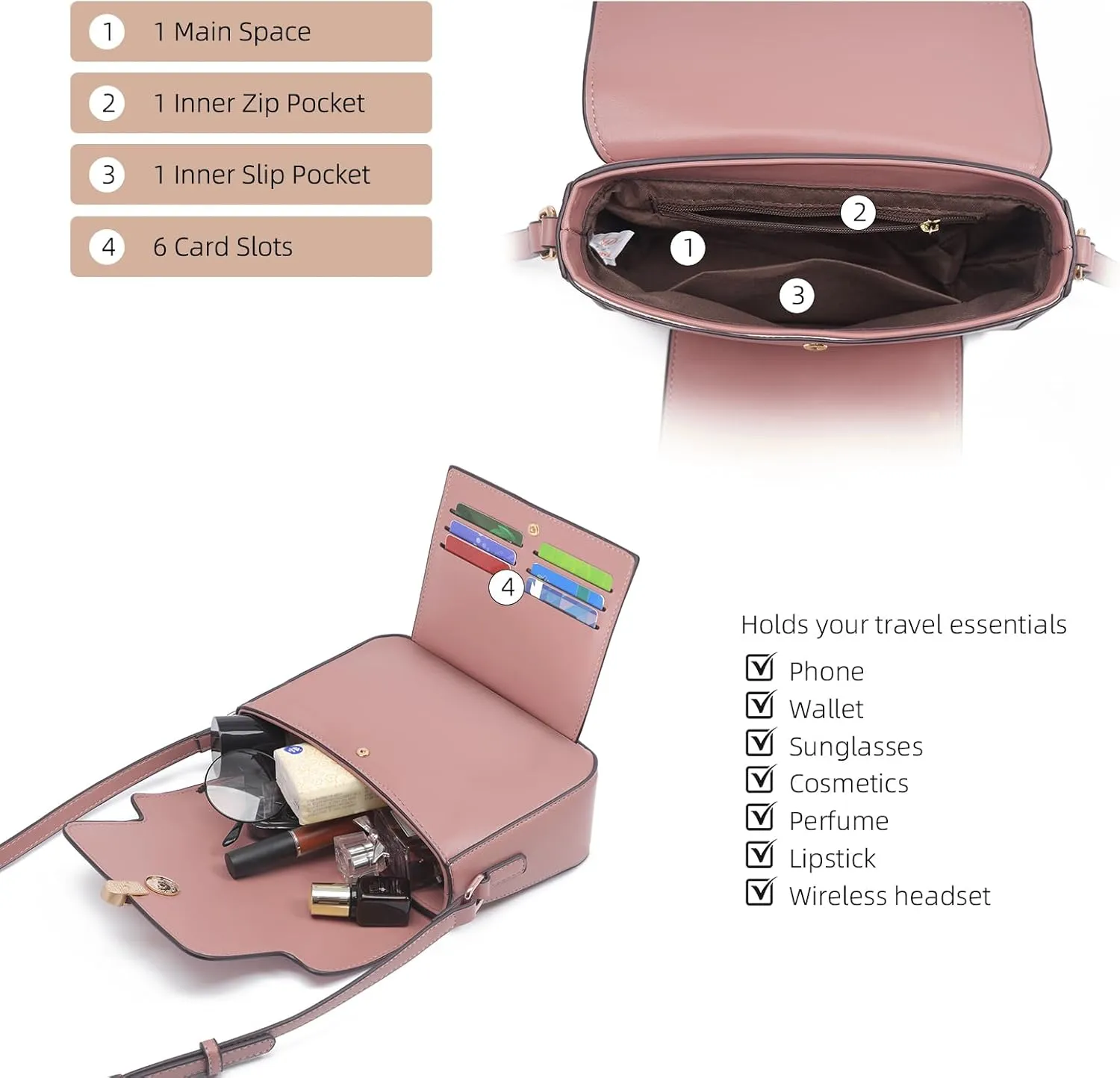 Prettyzys Crossbody Bag for WomenTrendy Small Shoulder Bag Phone Wallet Purse for Women
