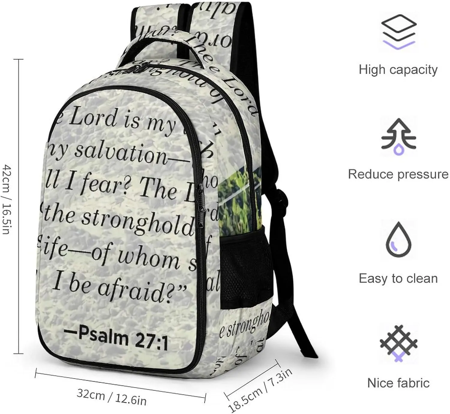 Psalm Backpack Large Capacity Lightweight Backpack Laptop Backpack For Unisex