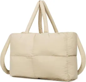 Quilted Puffer Tote Bag for Women Soft Puffy Hobo Crossbody Handbags Purse Lightweight Shoulder Bag