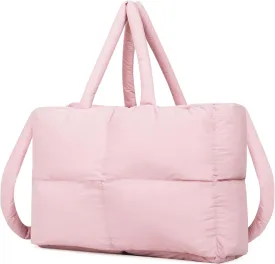 Quilted Puffer Tote Bag for Women Soft Puffy Hobo Crossbody Handbags Purse Lightweight Shoulder Bag
