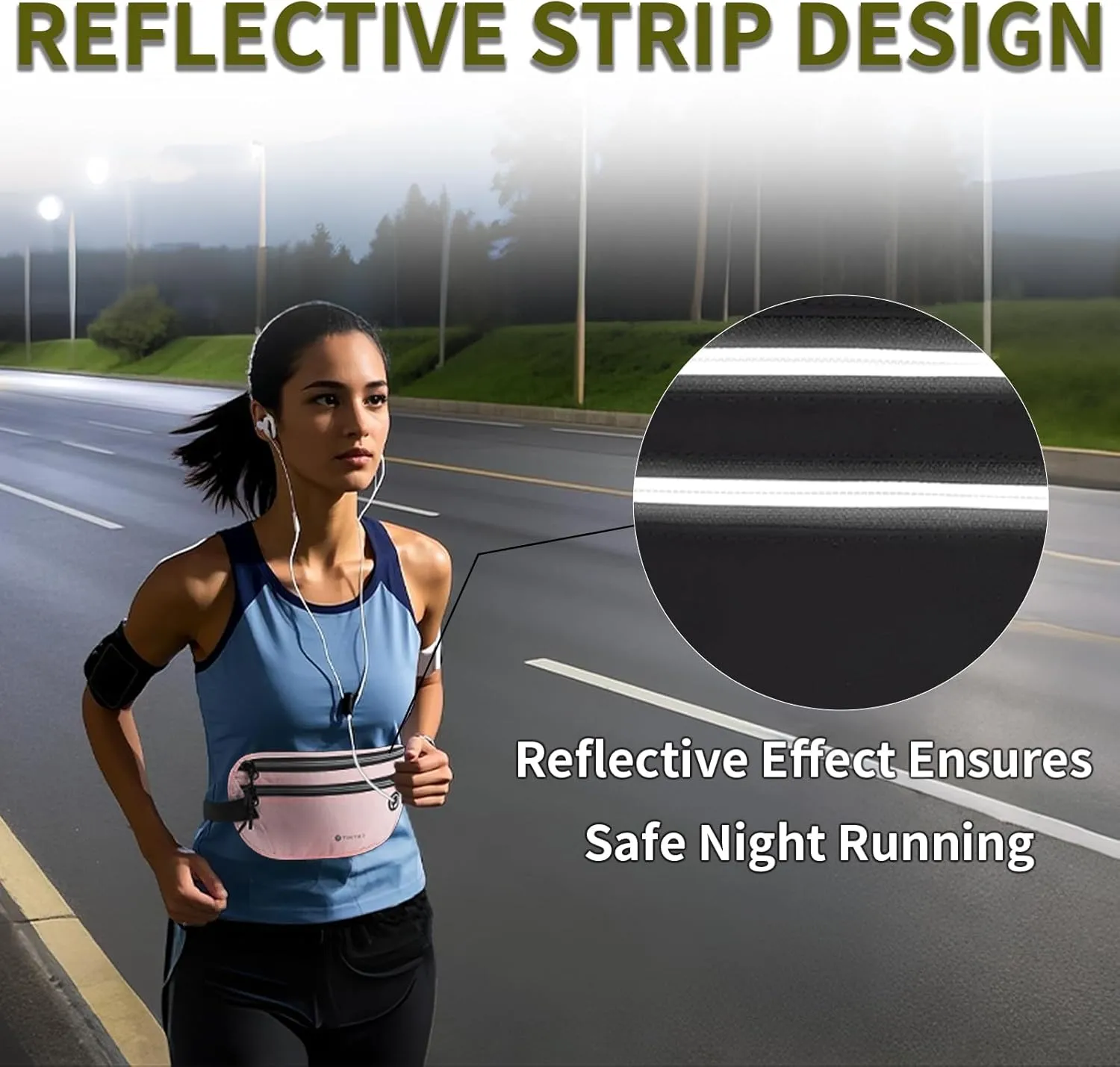 Slim Running Belt for Women Men Runners Fanny Packs With Phone Holder Hidden Pockets Exercise Waist Bag for Marathon Workout