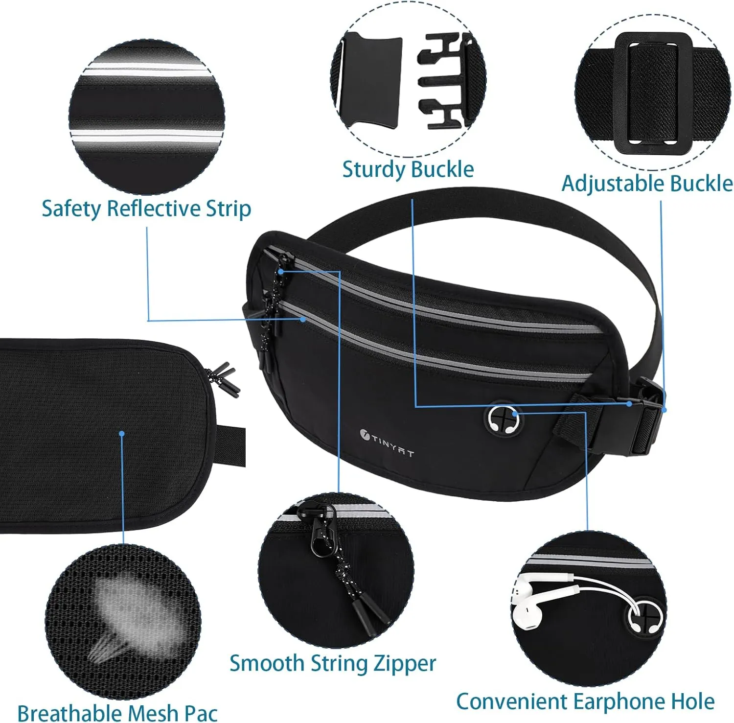 Slim Running Belt for Women Men Runners Fanny Packs With Phone Holder Hidden Pockets Exercise Waist Bag for Marathon Workout