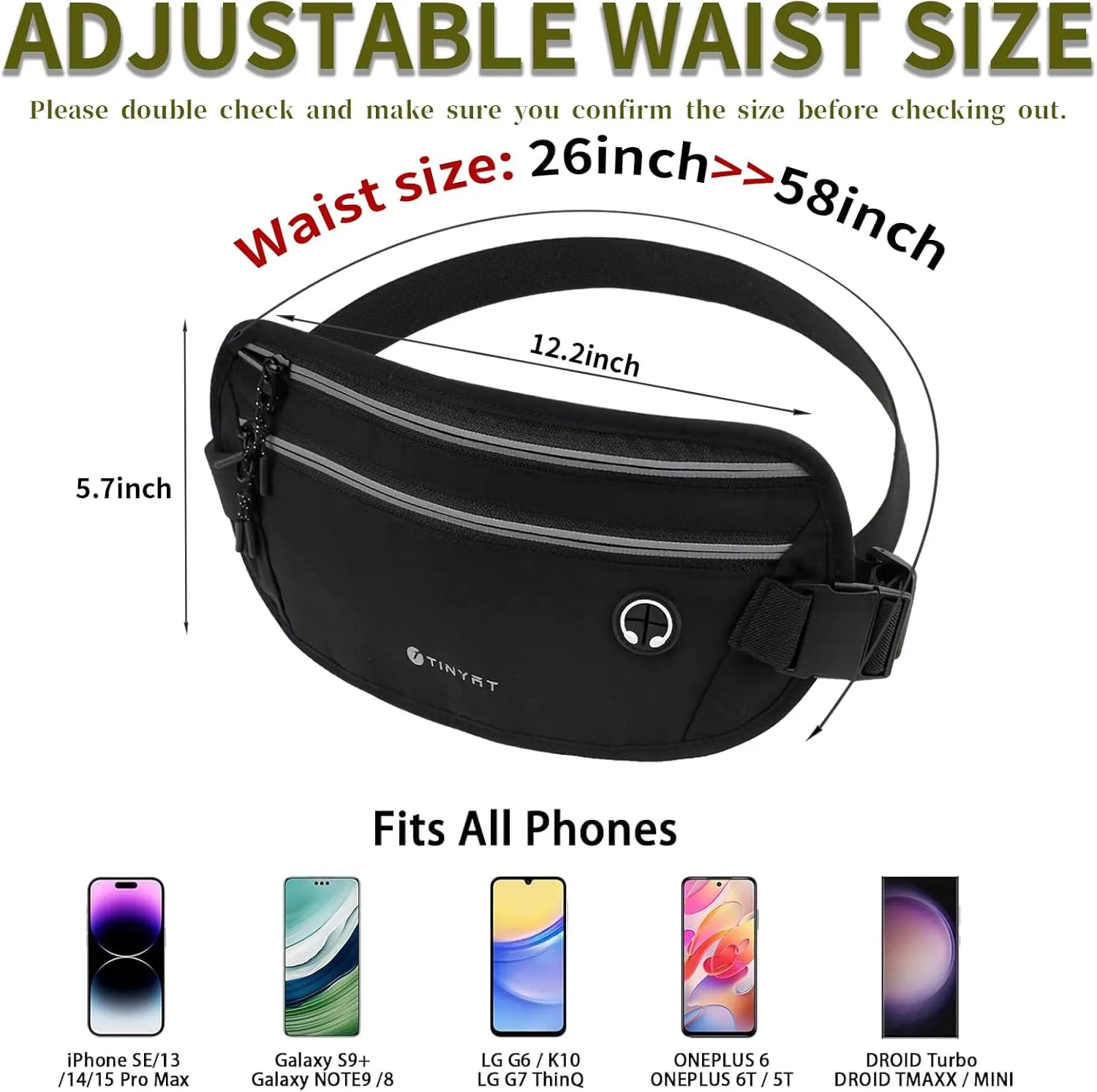 Slim Running Belt for Women Men Runners Fanny Packs With Phone Holder Hidden Pockets Exercise Waist Bag for Marathon Workout