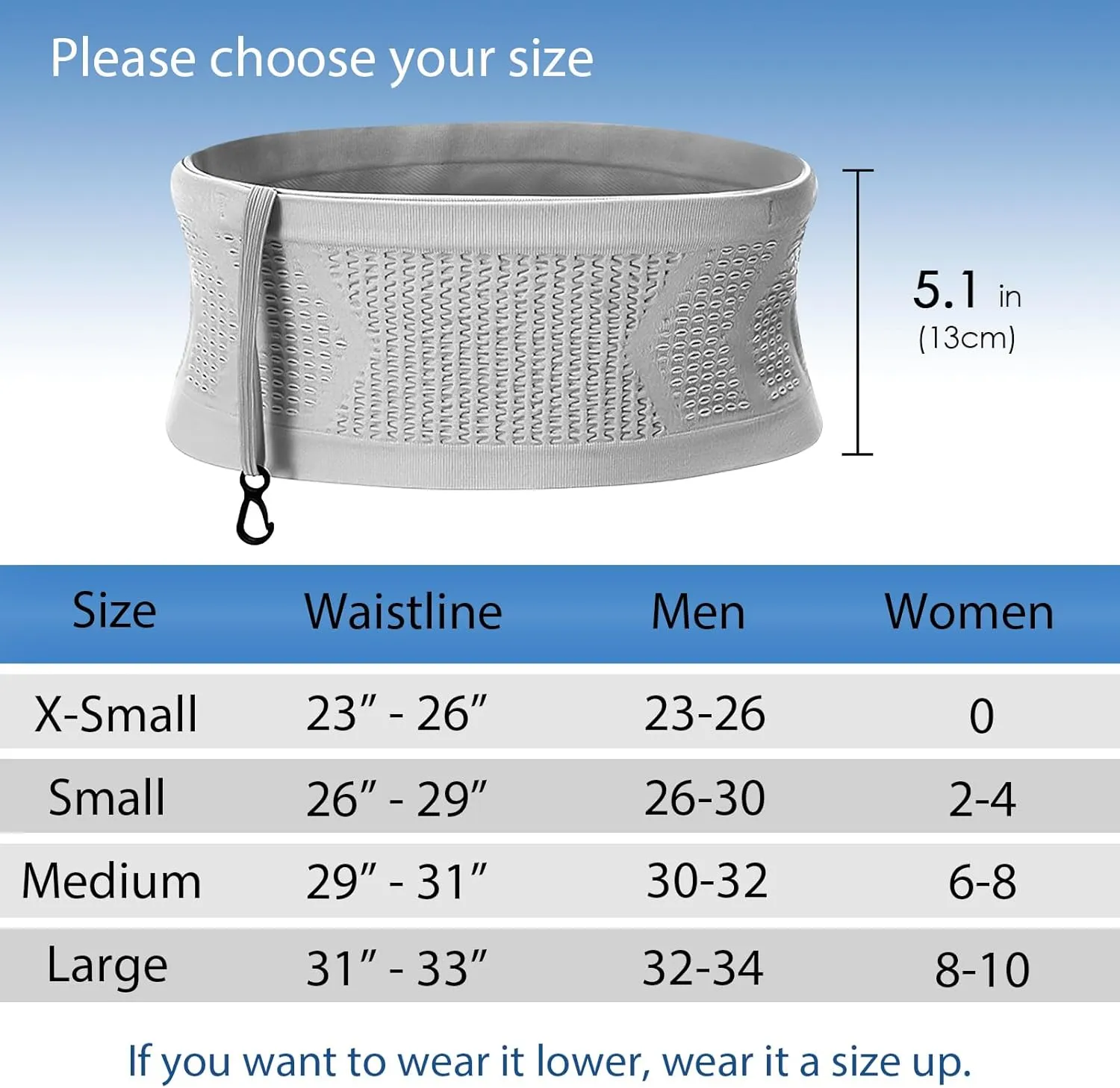Slim Running Belt, Hidden Fanny Pack for Men Women, Travel Running Waist Pack for Money and Passport (Grey, Large)