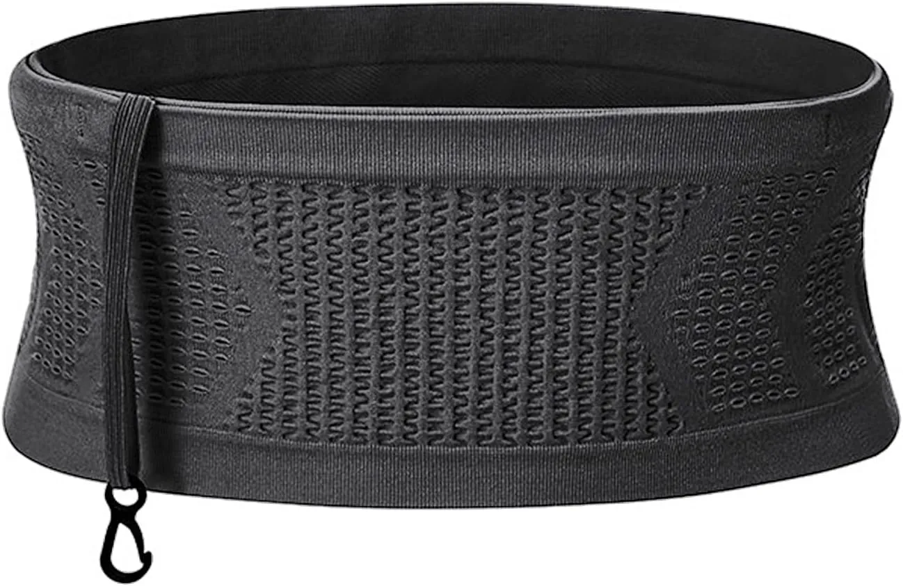 Slim Running Belt, Hidden Running Belt Fanny Pack for Men Women, Travel Running Waist Belt for Money and Passport (Black, Large)