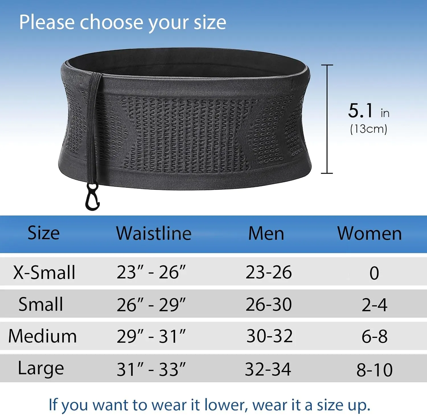 Slim Running Belt, Hidden Running Belt Fanny Pack for Men Women, Travel Running Waist Belt for Money and Passport (Black, Large)