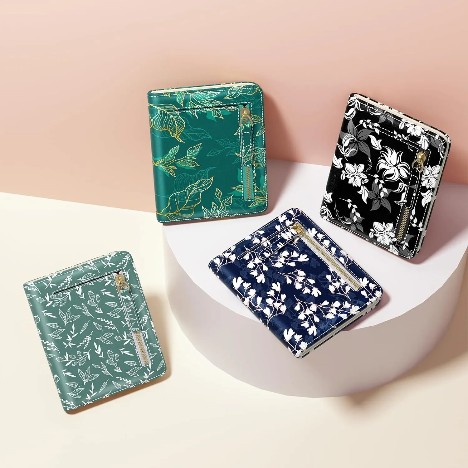 Small Wallet Women, Cute Marble RFID Blocking Credit Card Holder for Women, Leather Billfold Slim Card Holder Wallets for Travel, Thin Bifold Pocket Mini Coin Purse with ID Window, Black Gold