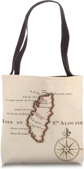 Vintage St Lucia Island Map (1730) Tote Bag